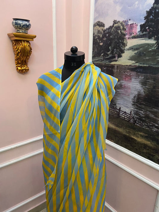 Aqua Breeze chiffon lehariya Saree