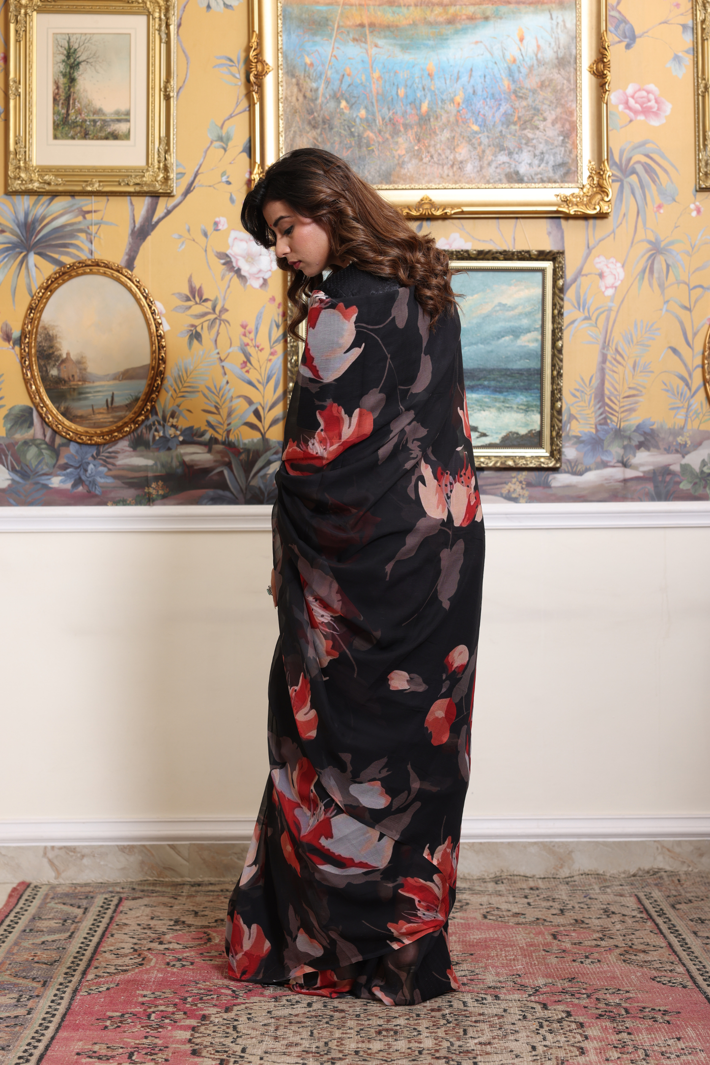 Kalindi Printed French Chiffon Saree