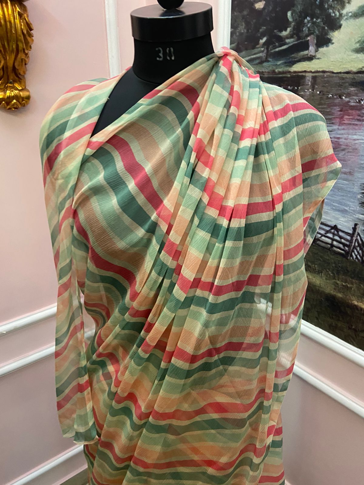Candy Meadow Multicolor chiffon lehariya Saree