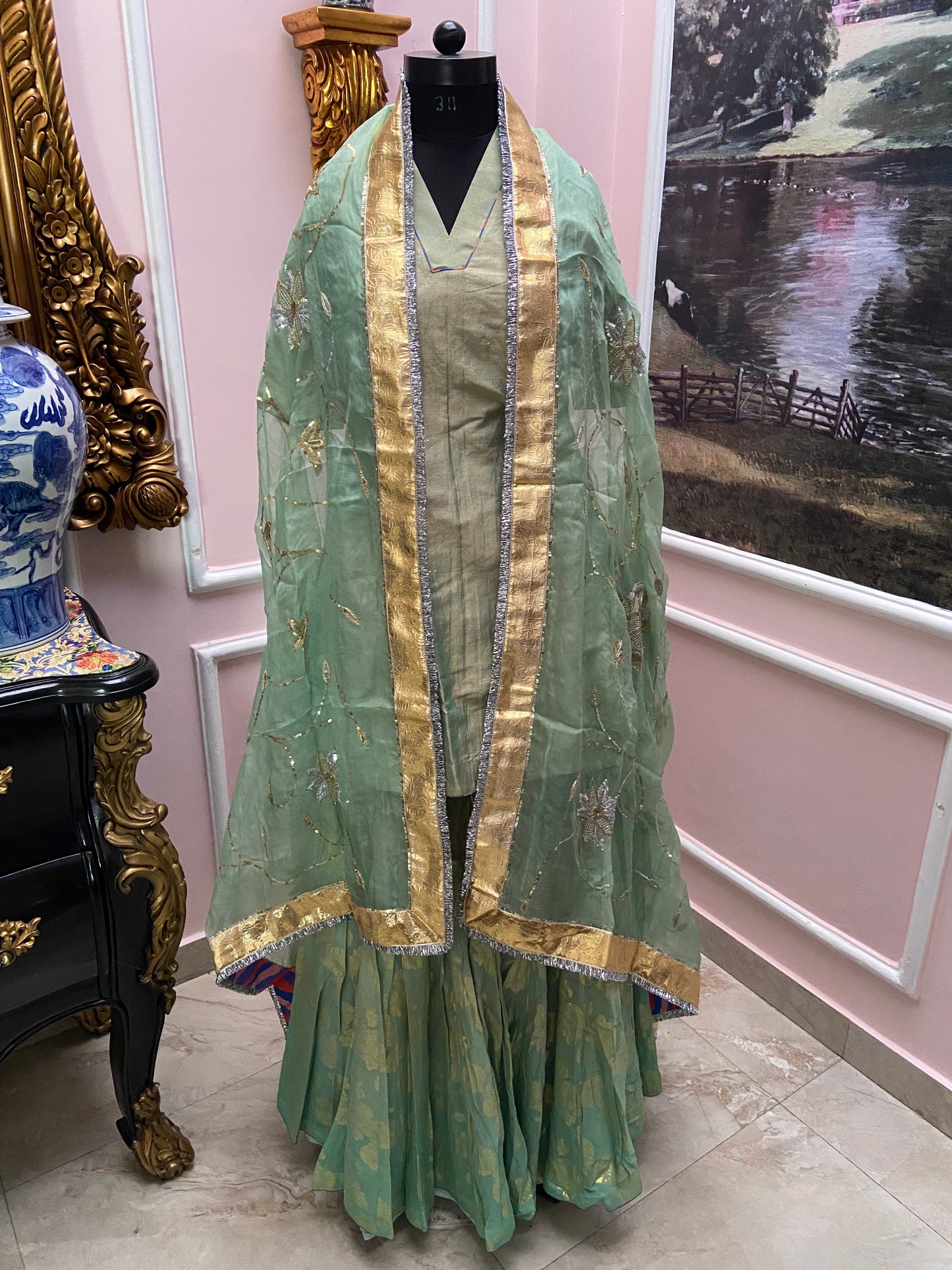Sage green garara set