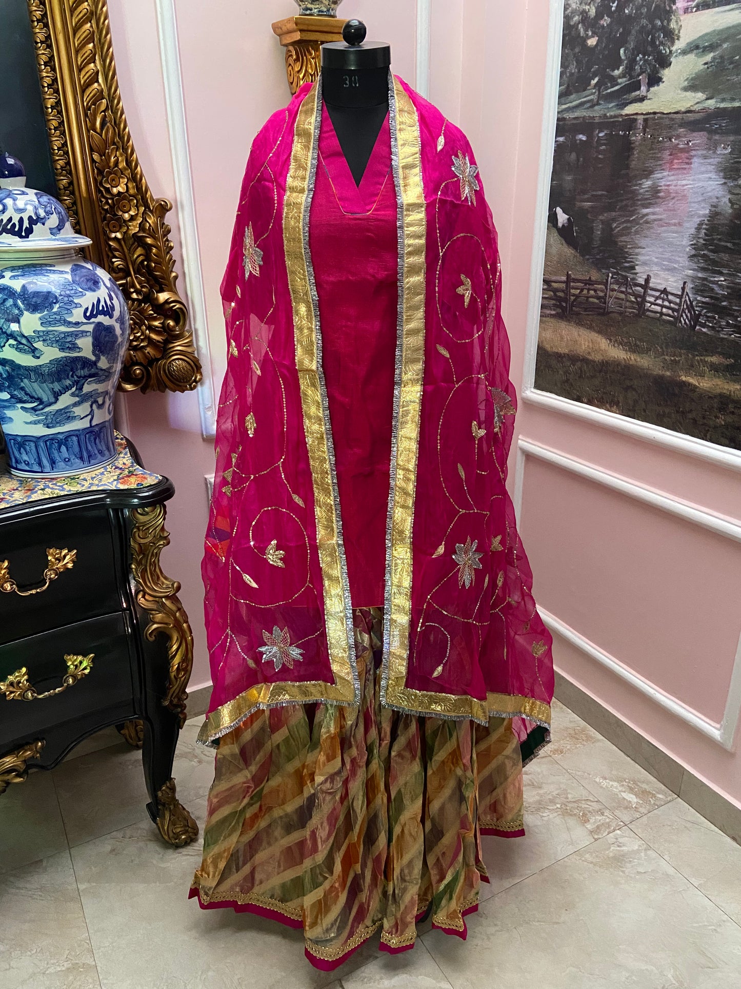 Surkh gulabi multicolor garara set
