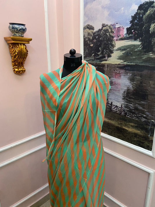 Mint Mirage chiffon lehariya Saree