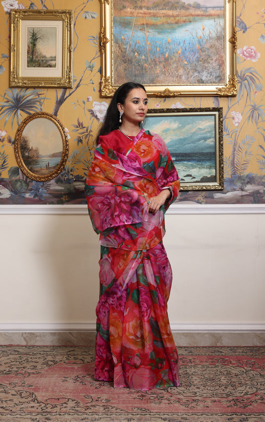 Vasundhara Printed French Chiffon Saree