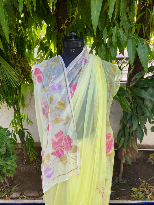 Floral Elegance Chiffon Saree