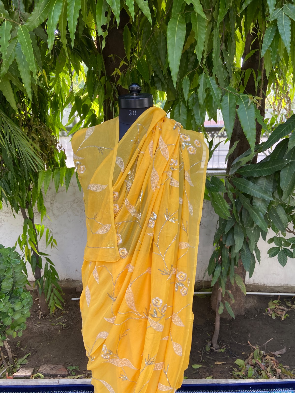 Sunshine Bloom Chiffon Saree