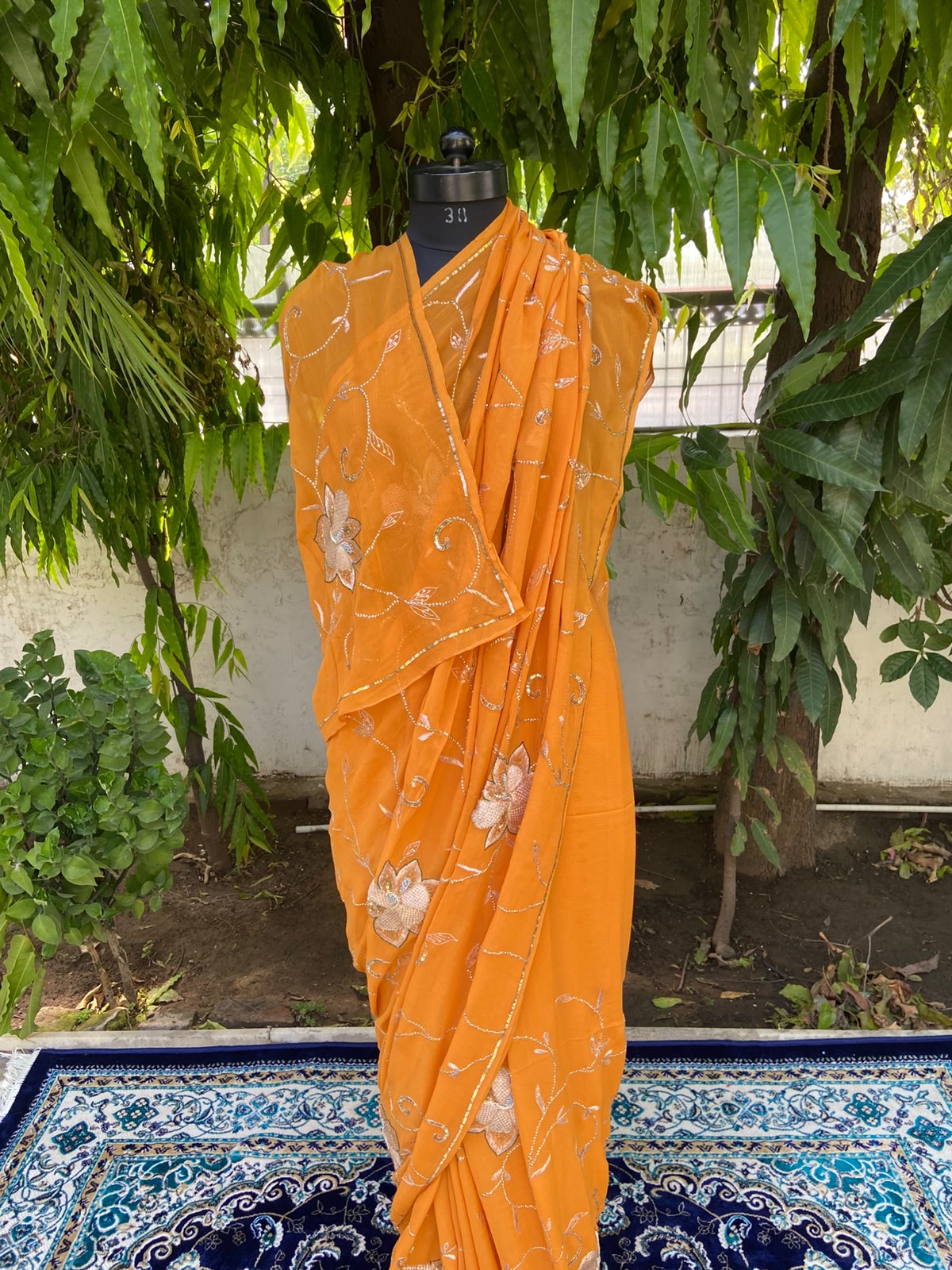 Sunset Bloom Chiffon Saree