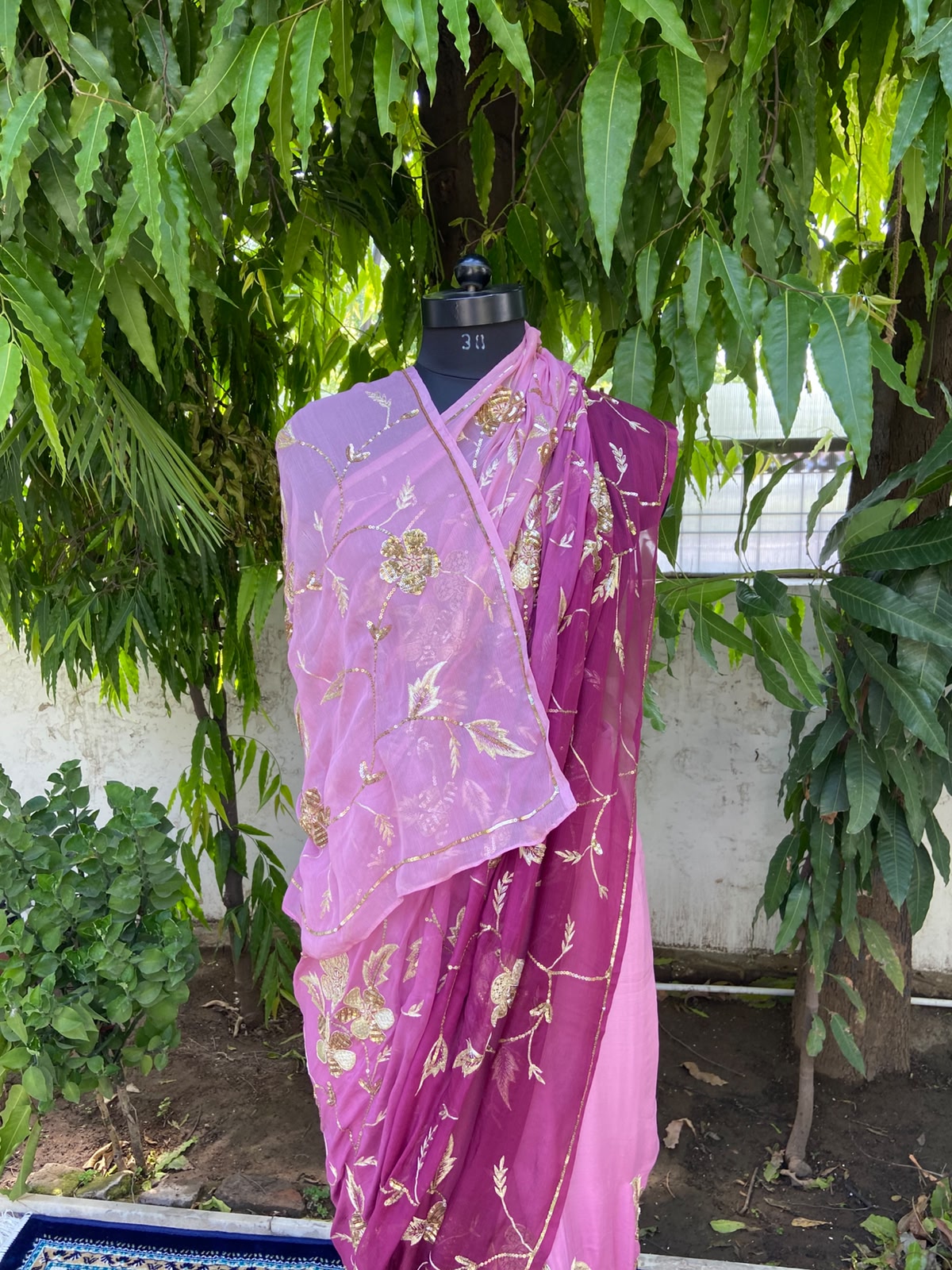 Royal Bloom shaded Chiffon Saree
