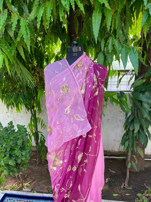 Royal Bloom shaded Chiffon Saree