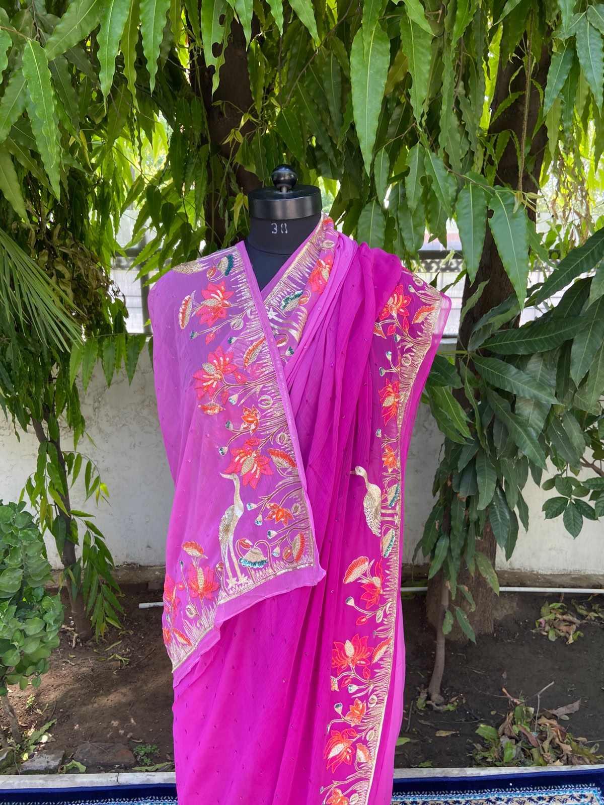 Peacock Elegance Chiffon Saree