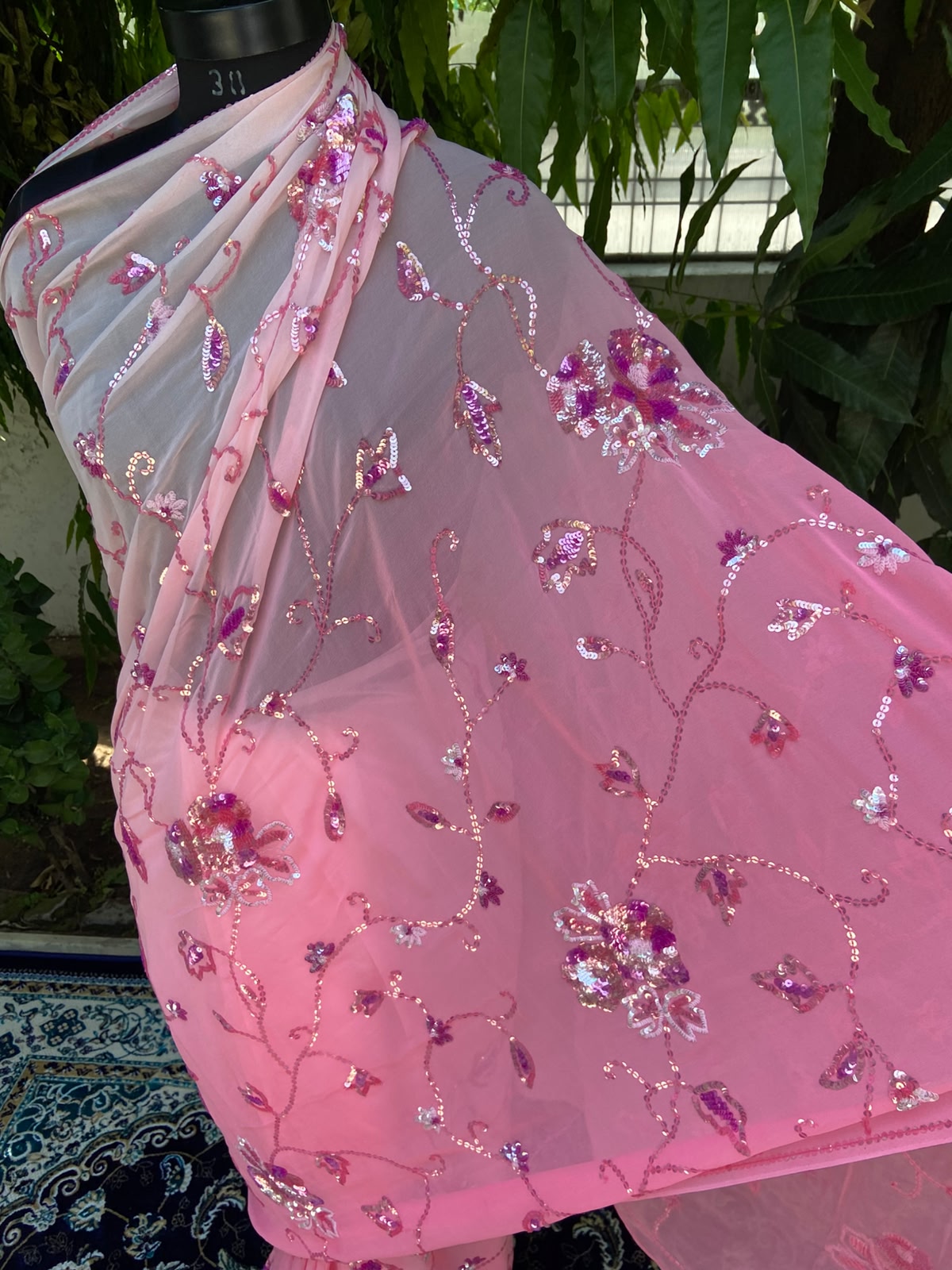Rosé Charm Chiffon Saree