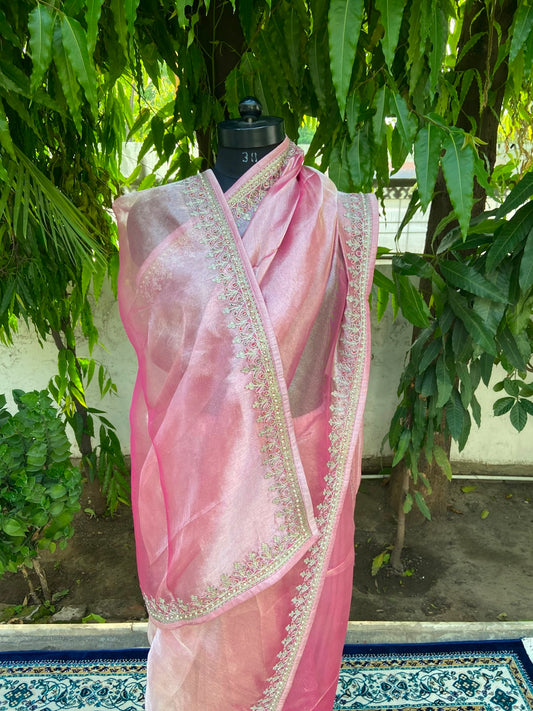 Rose Radiance Tissue Saree