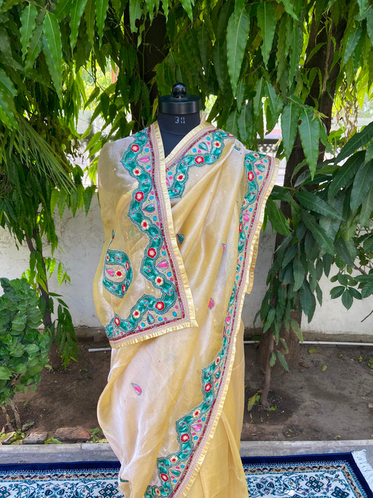 Golden Bloom Tissue Saree