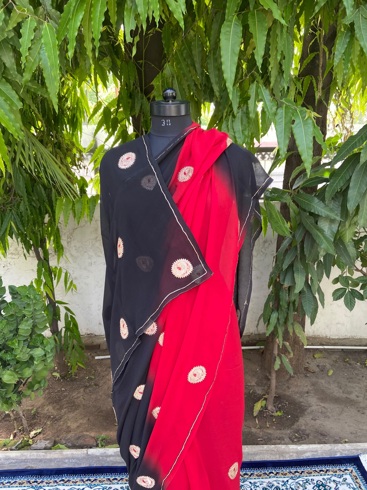 Midnight Flame Chiffon Saree
