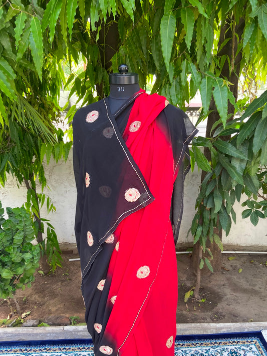 Midnight Flame Chiffon Saree