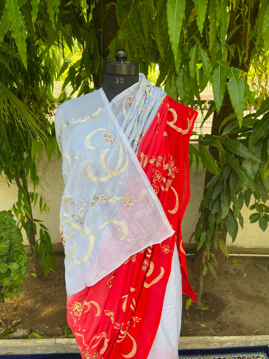 Twilight Glow Chiffon Saree