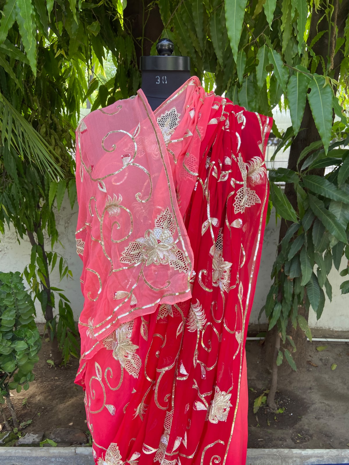 Ruby Glow Chiffon Saree