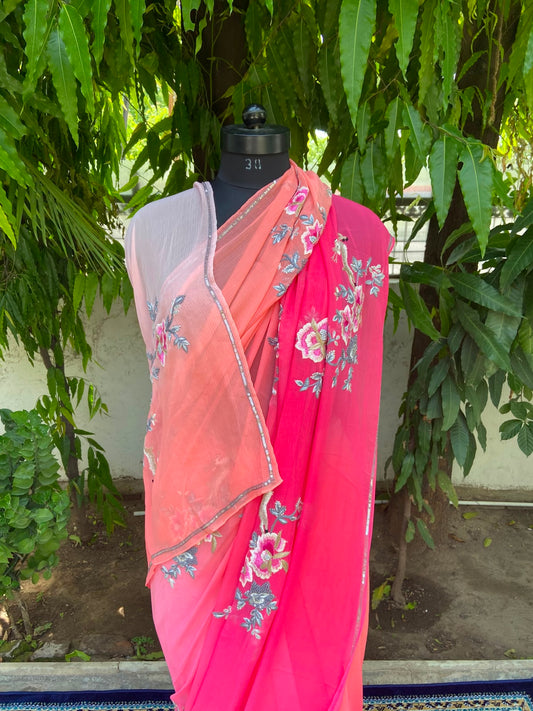 Rose Glow Chiffon Saree