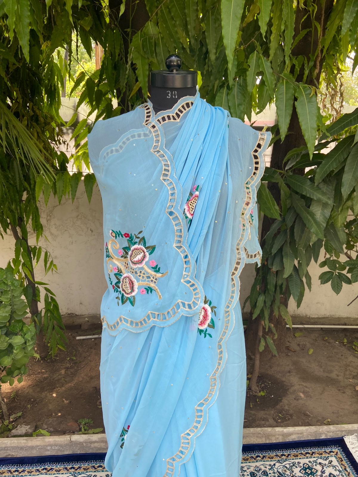 Azure Grace Chiffon Saree