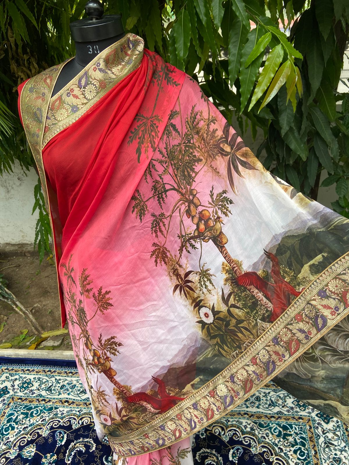 Amelie printed antique border saree