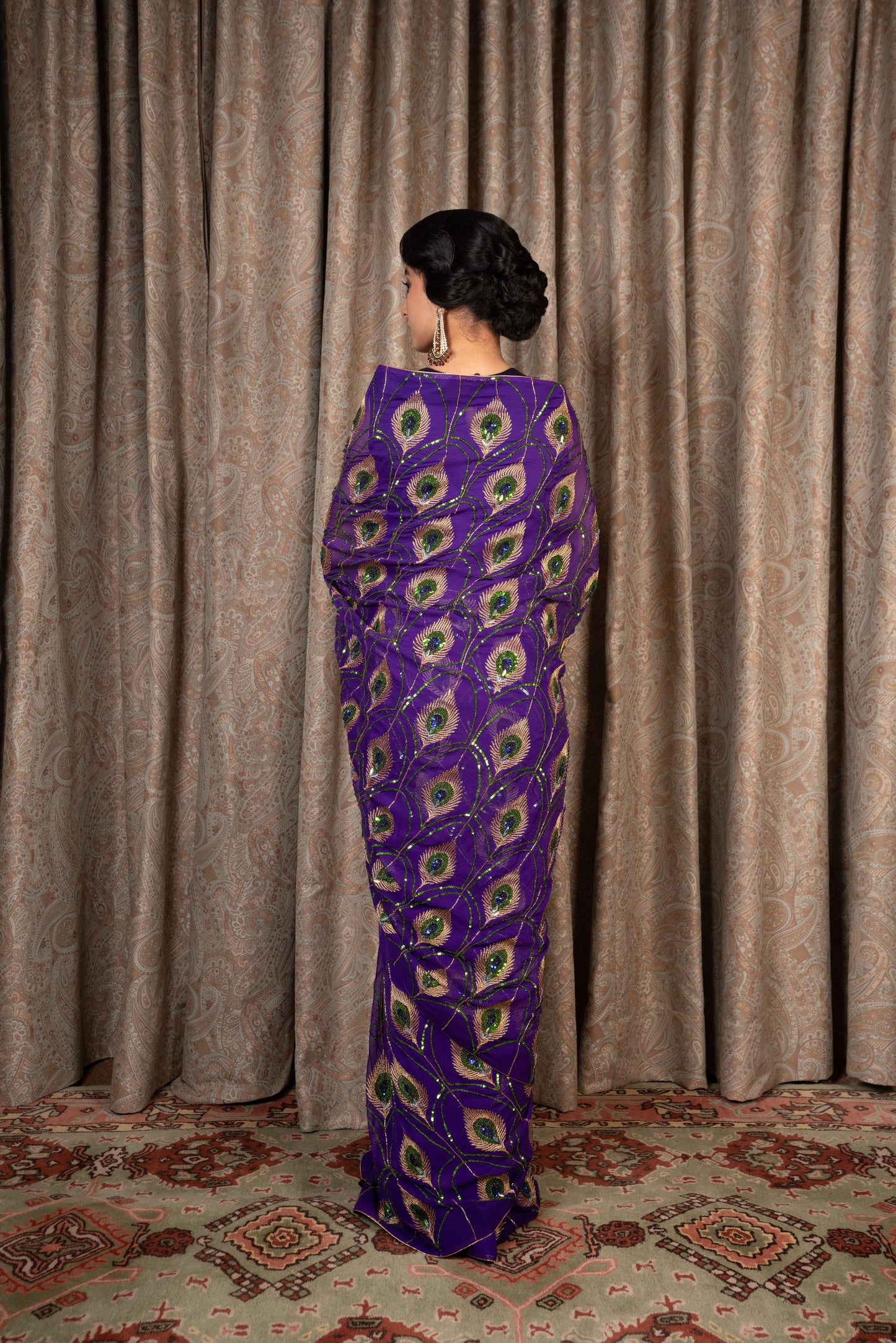 Moriya Purple Chiffon Saree