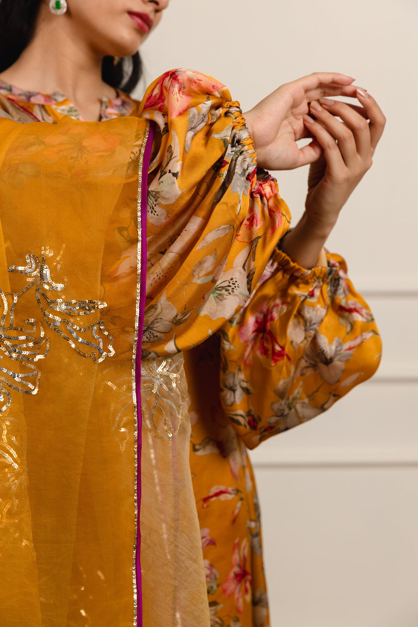 Lillibette Printed Satin Kurta Set