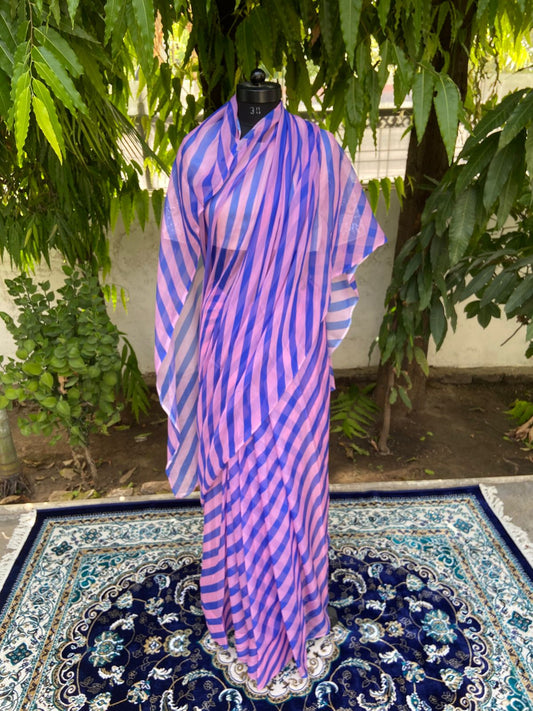 Periwinkle Edit chiffon lehariya saree