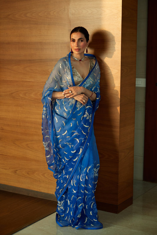 Prerna Cobalt Blue Organza Saree