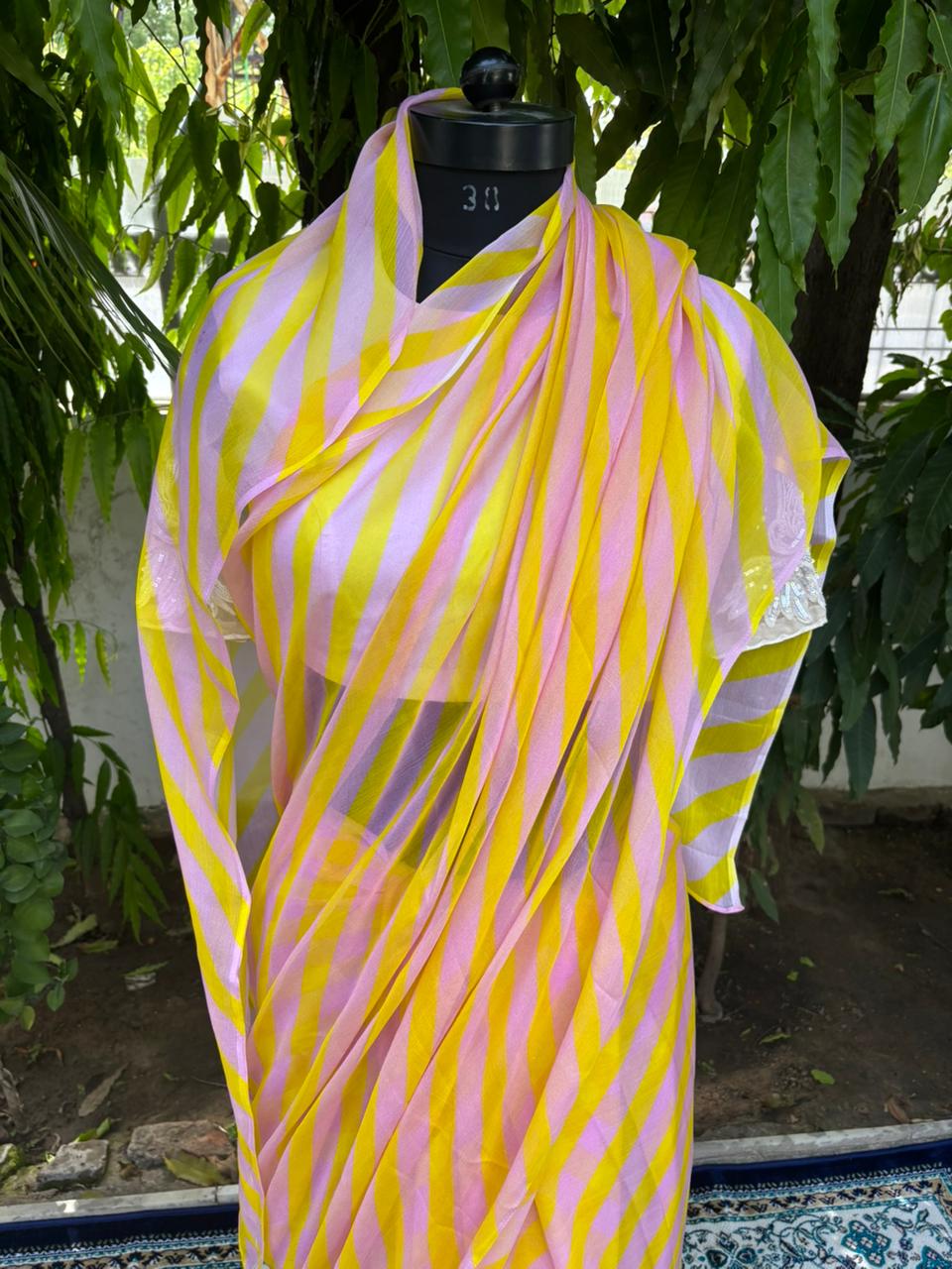 Mango Swirl chiffon lehariya