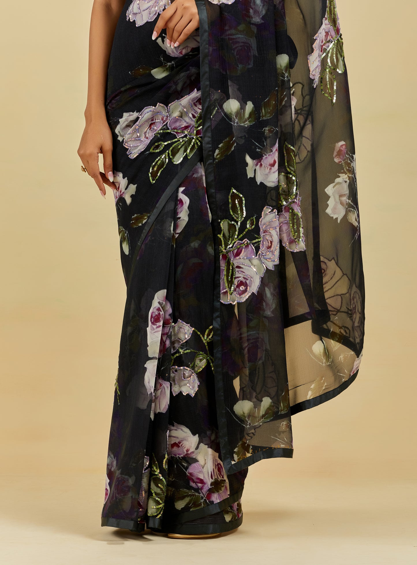 Charlotte Printed Highlighted French Chiffon Saree