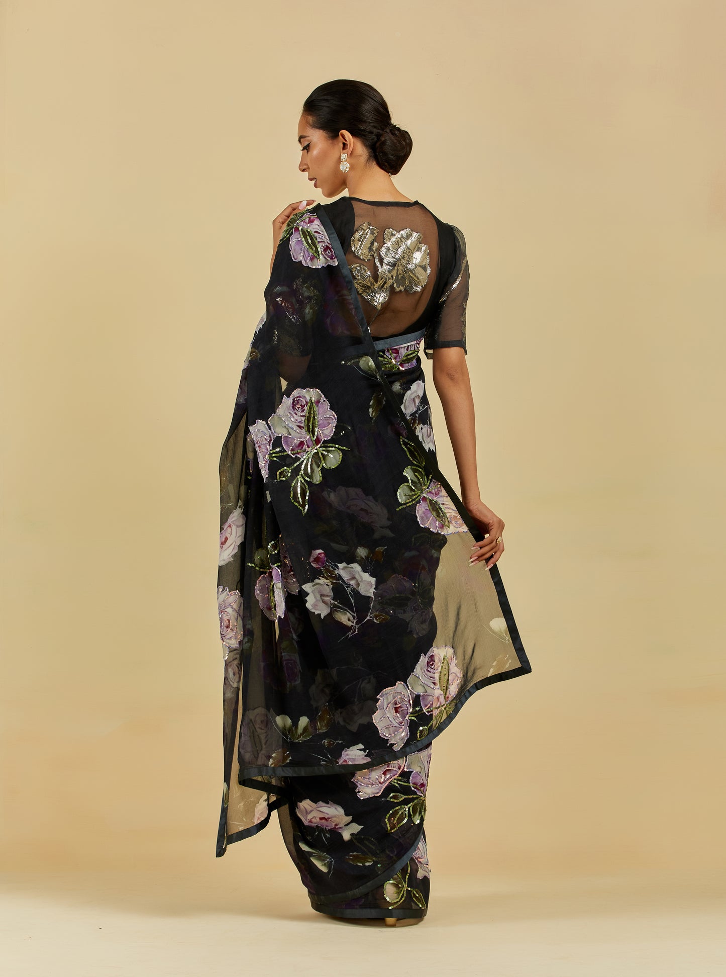 Charlotte Printed Highlighted French Chiffon Saree