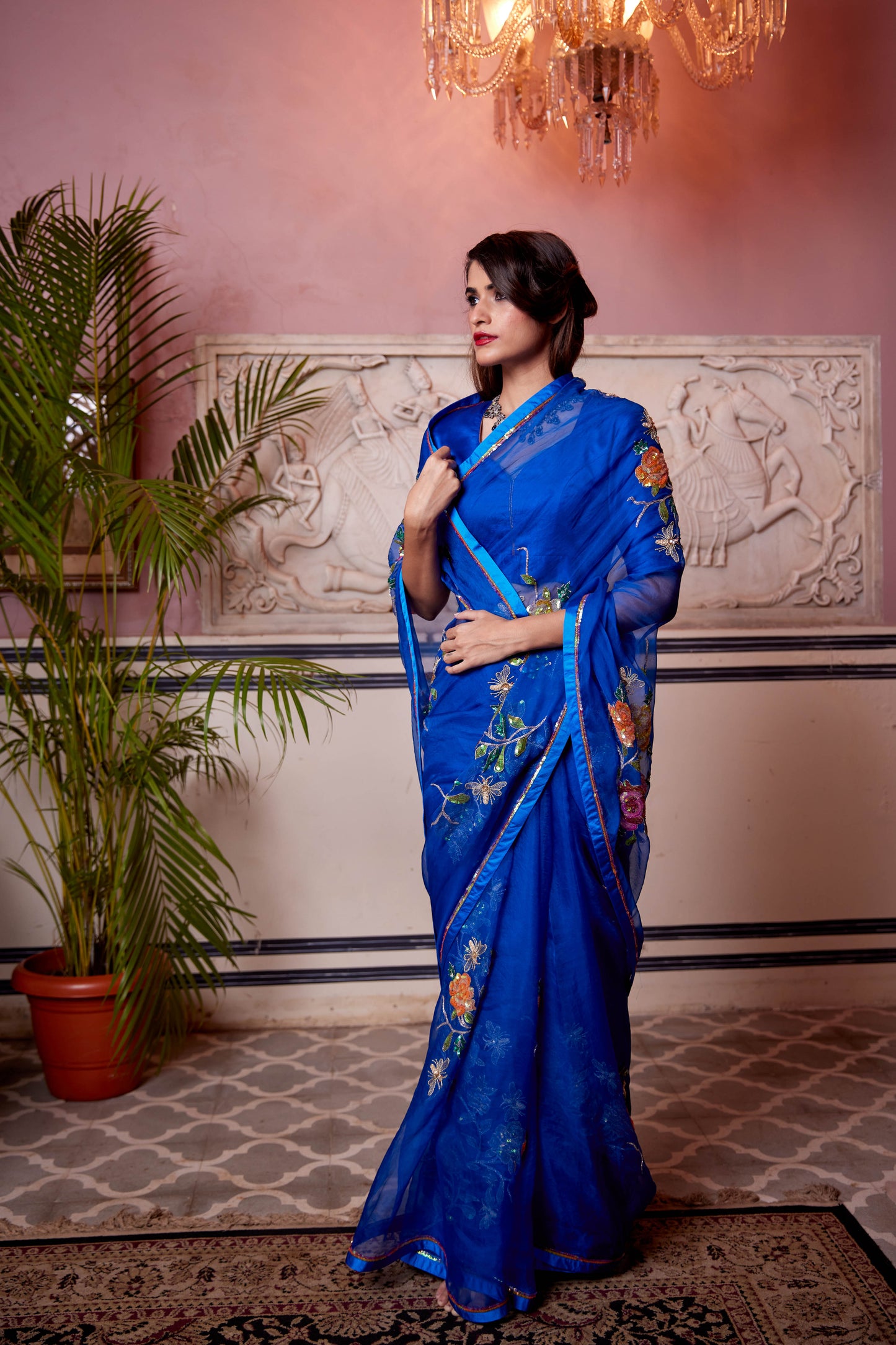 Cobalt blue Organza Neelima Saree