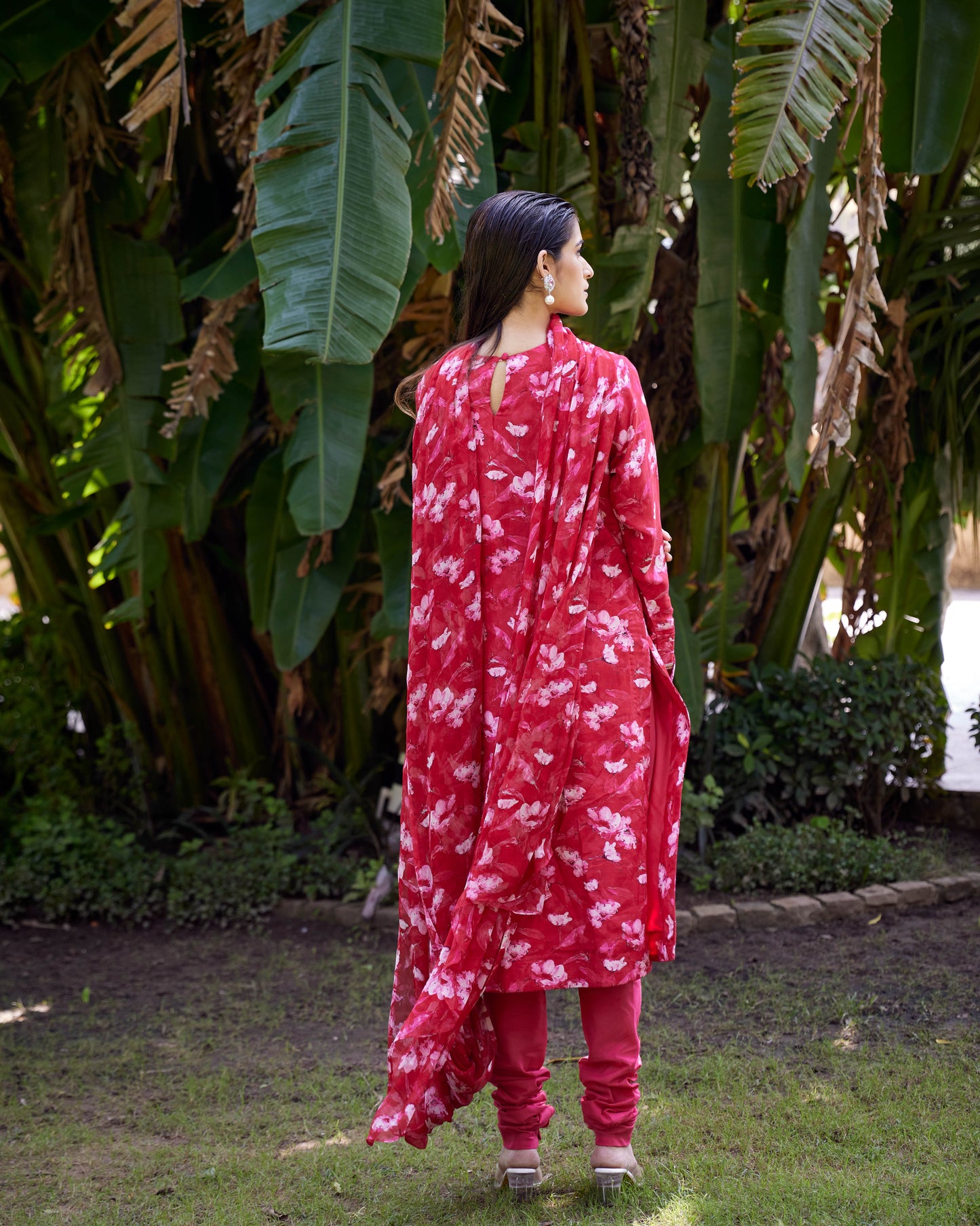 Renuka Red Printed Silk Muslin Kurta Set