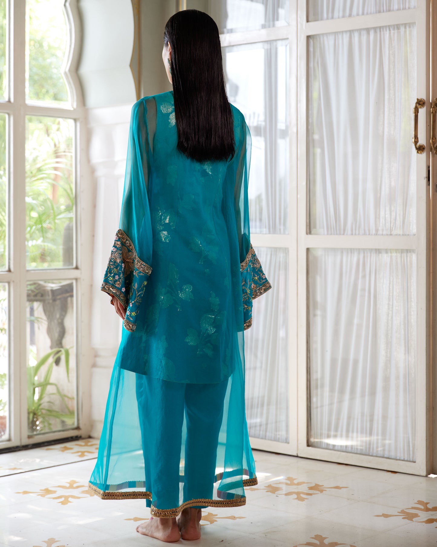 Turquoise Qaynat Overlay Set