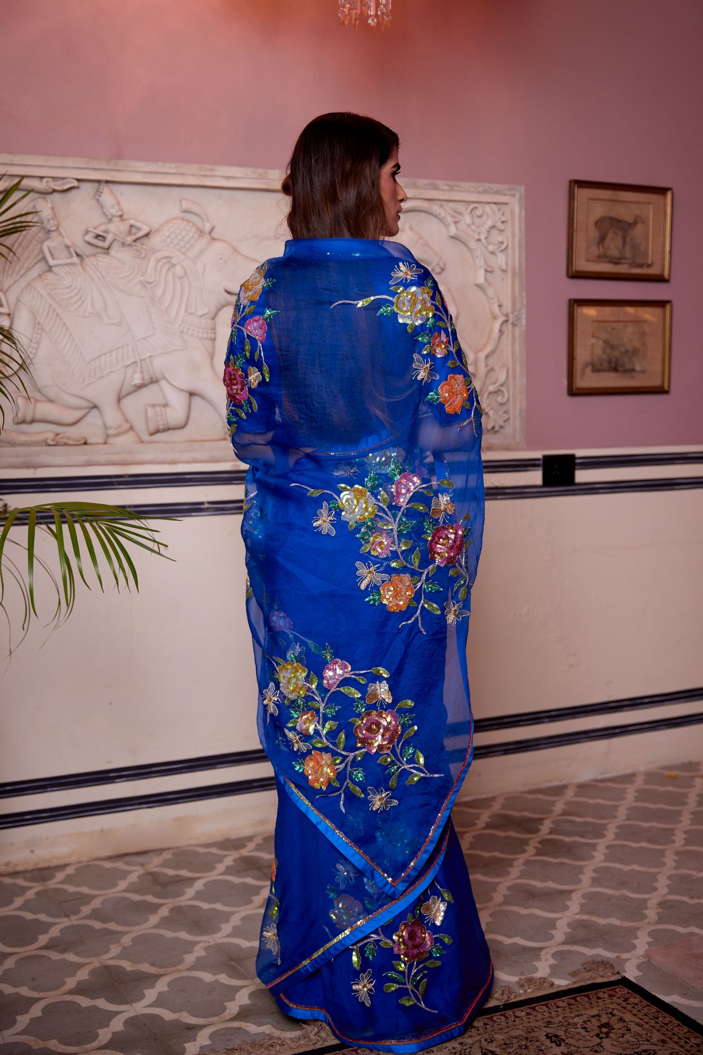 Cobalt blue Organza Neelima Saree