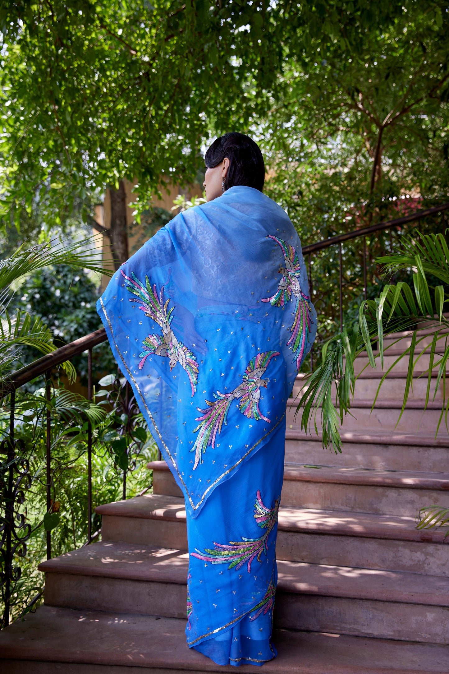 Ombre Jodhpur Blue Chiffon Totsaa Saree