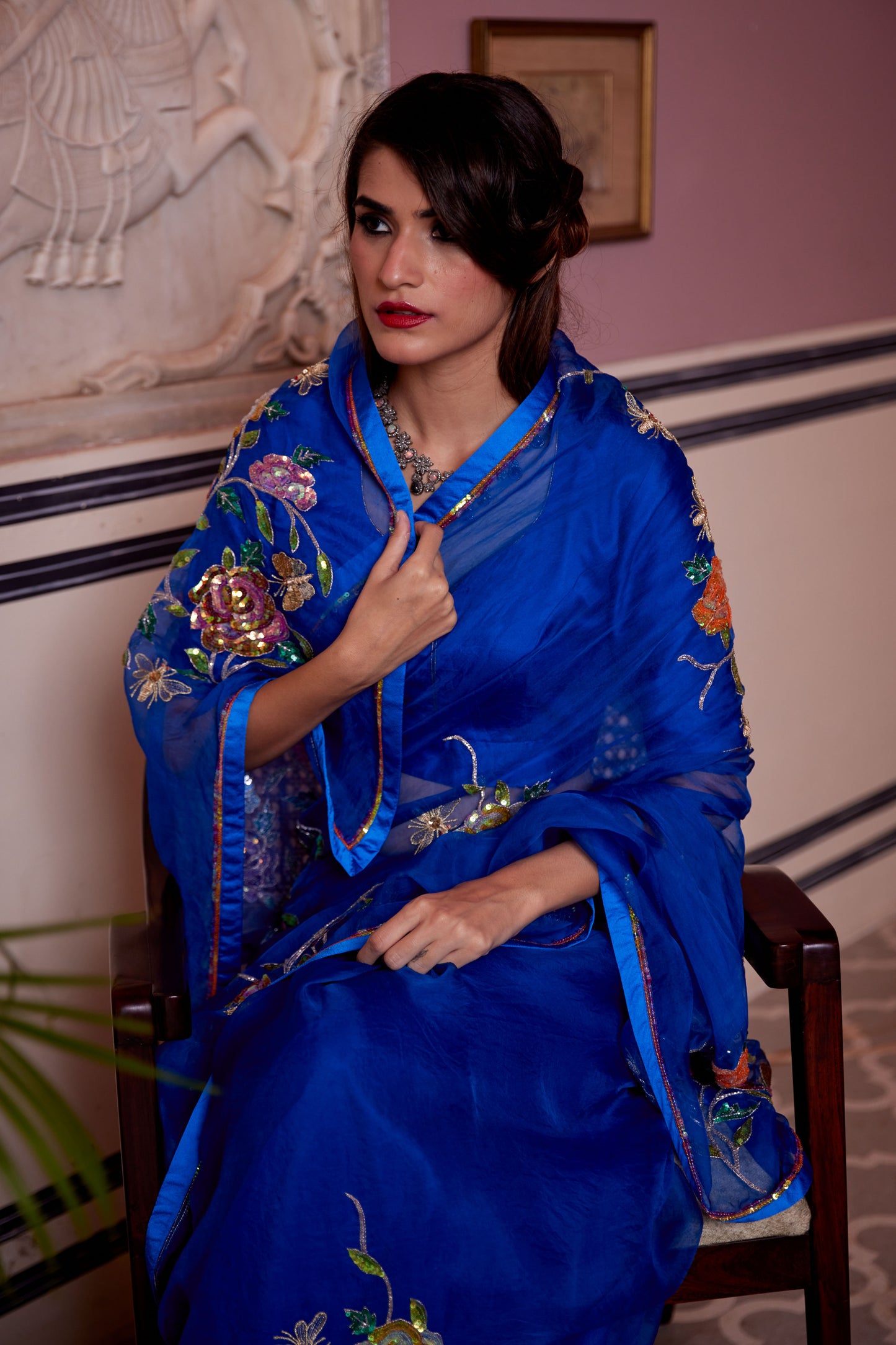 Cobalt blue Organza Neelima Saree