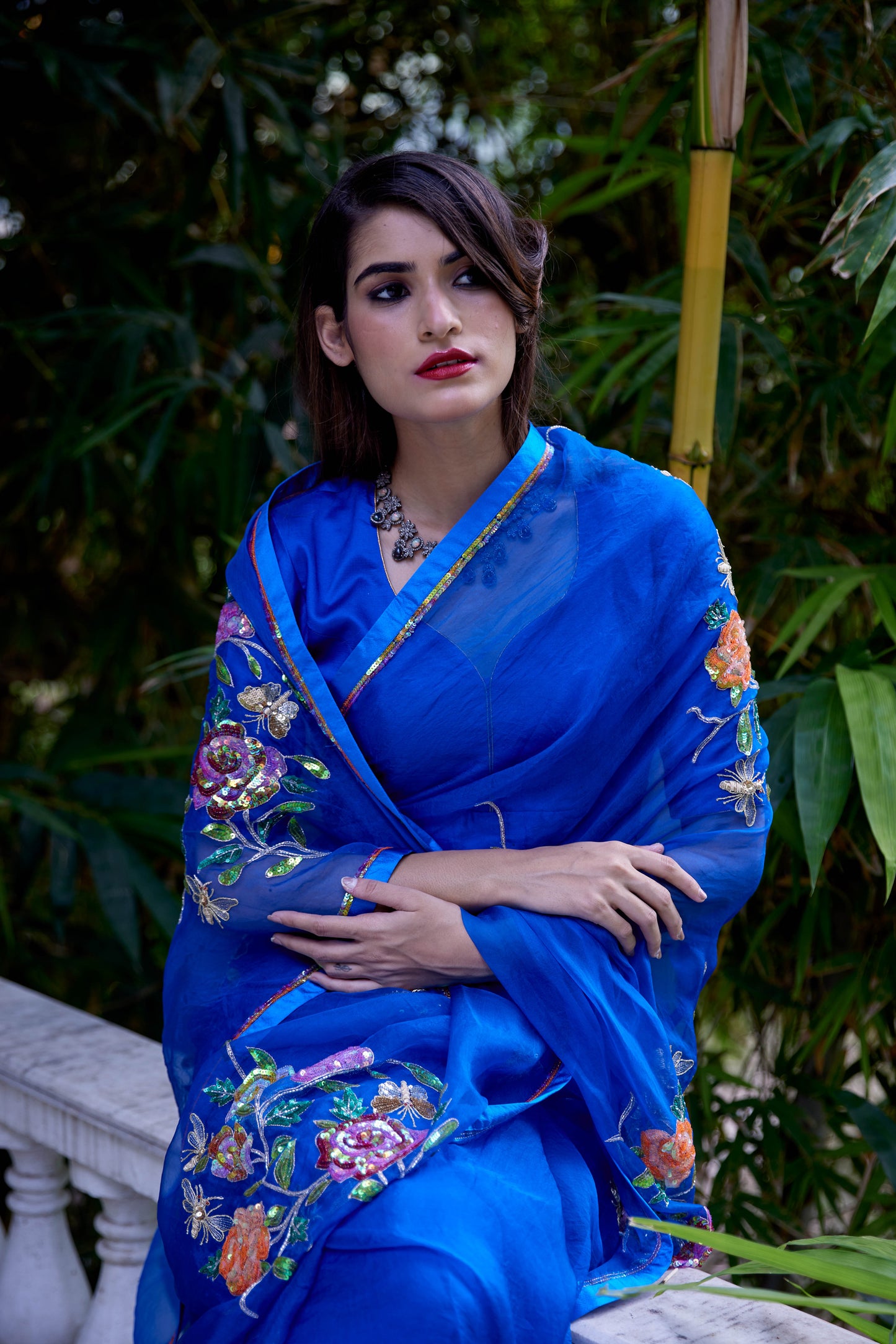 Cobalt blue Organza Neelima Saree