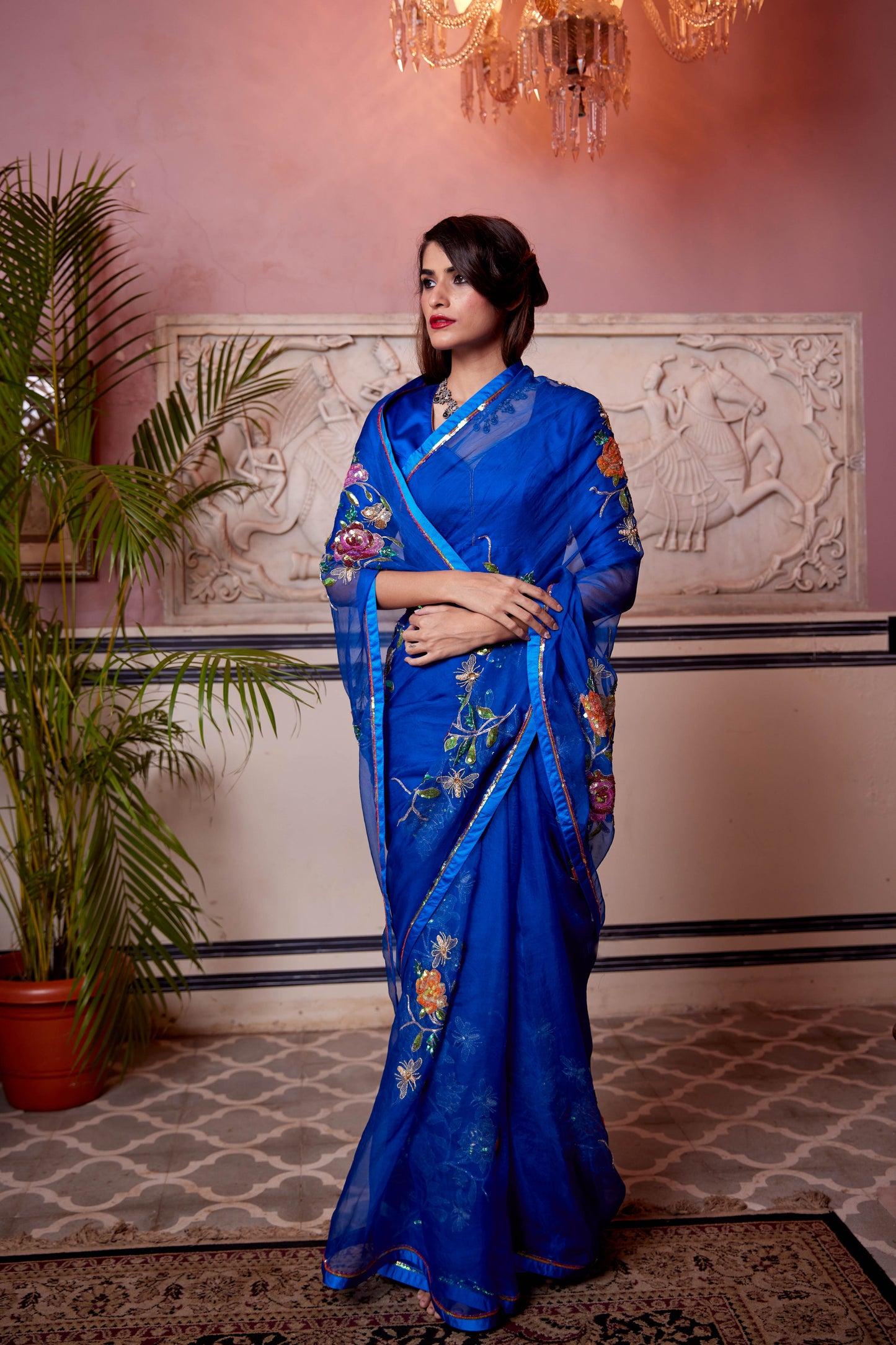 Cobalt blue Organza Neelima Saree