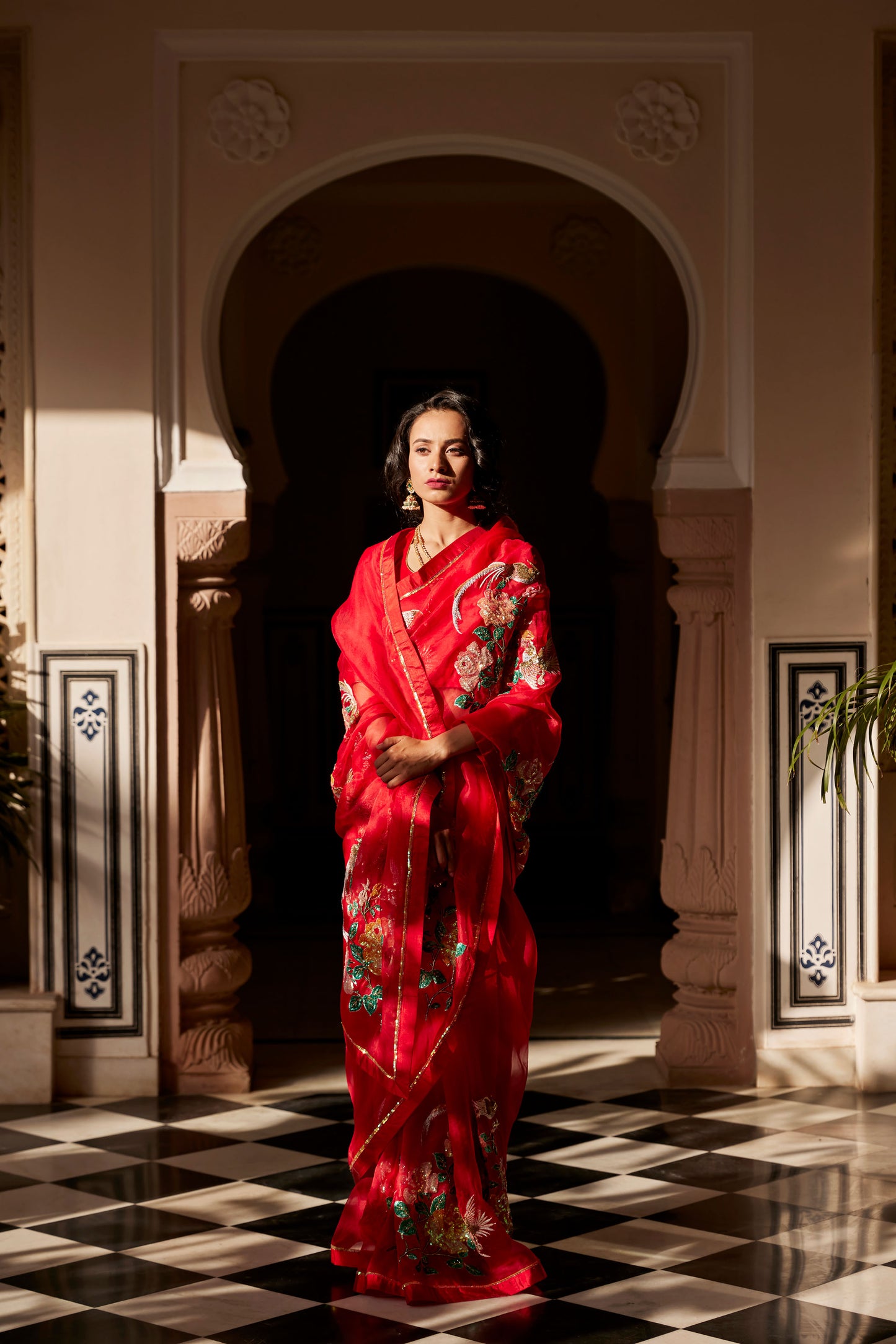 Flame Red Lalitya Saree