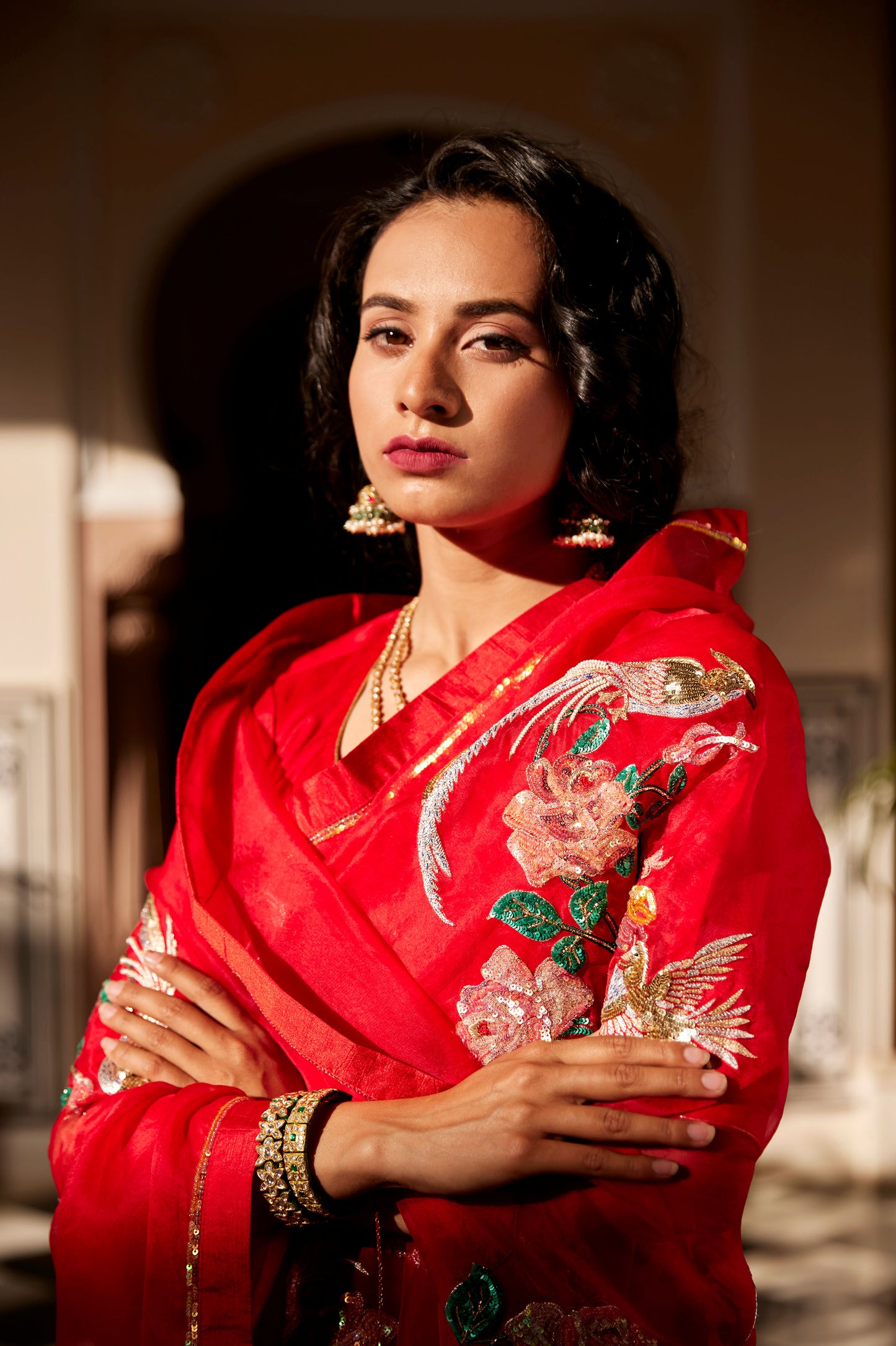 Flame Red Lalitya Saree