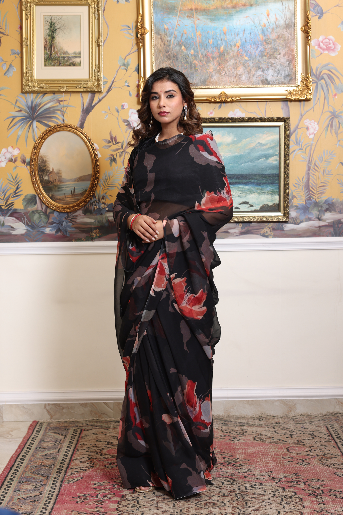 Kalindi Printed French Chiffon Saree