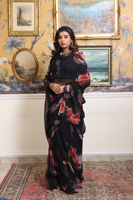 Kalindi Printed French Chiffon Saree