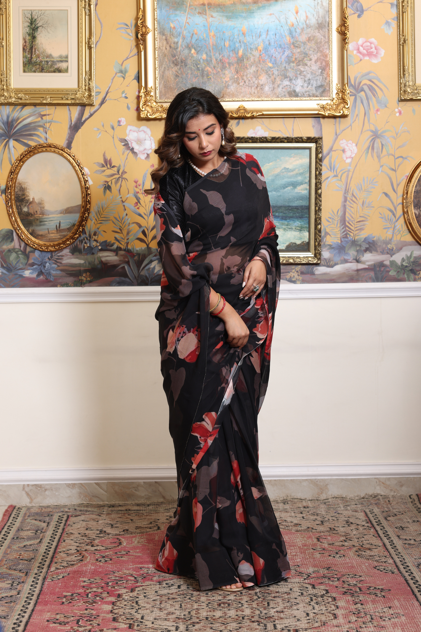 Kalindi Printed French Chiffon Saree
