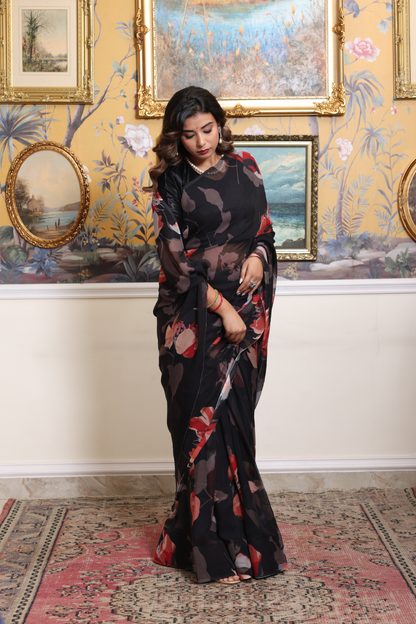 Kalindi Printed French Chiffon Saree