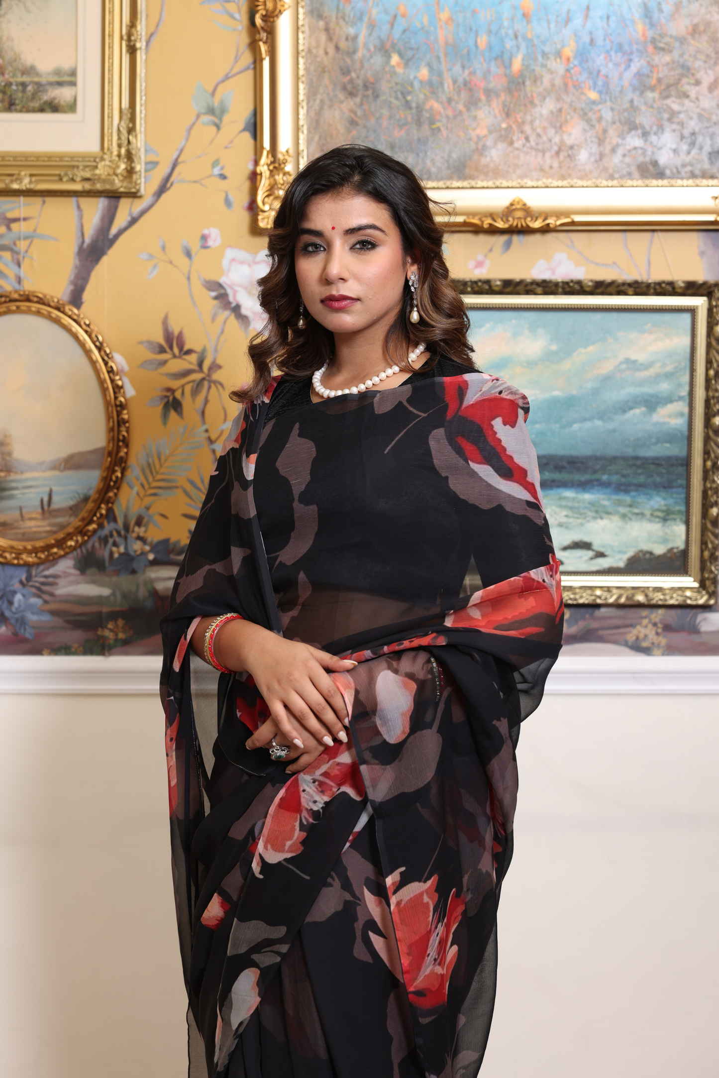 Kalindi Printed French Chiffon Saree