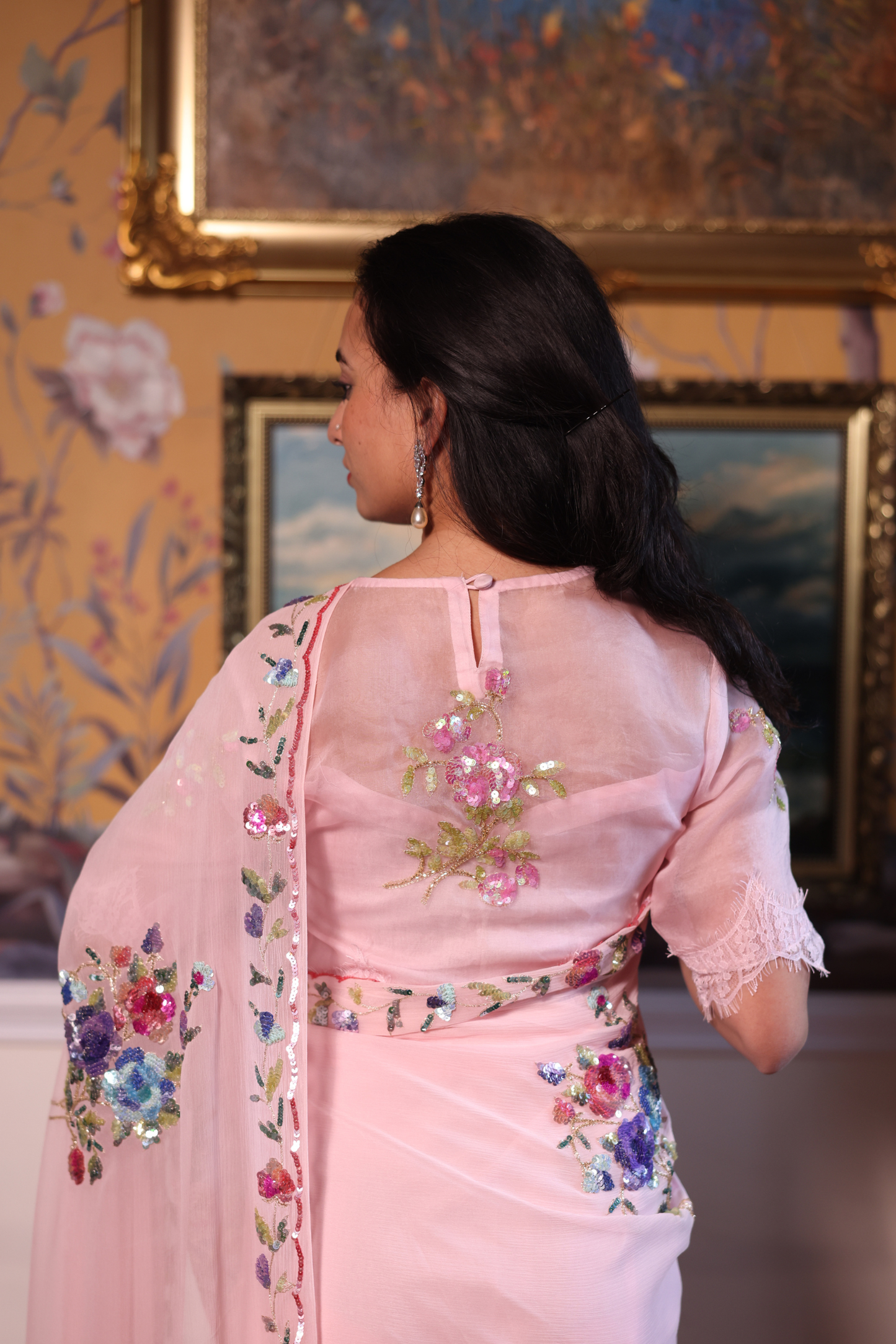 Gulnaar Pink Saree