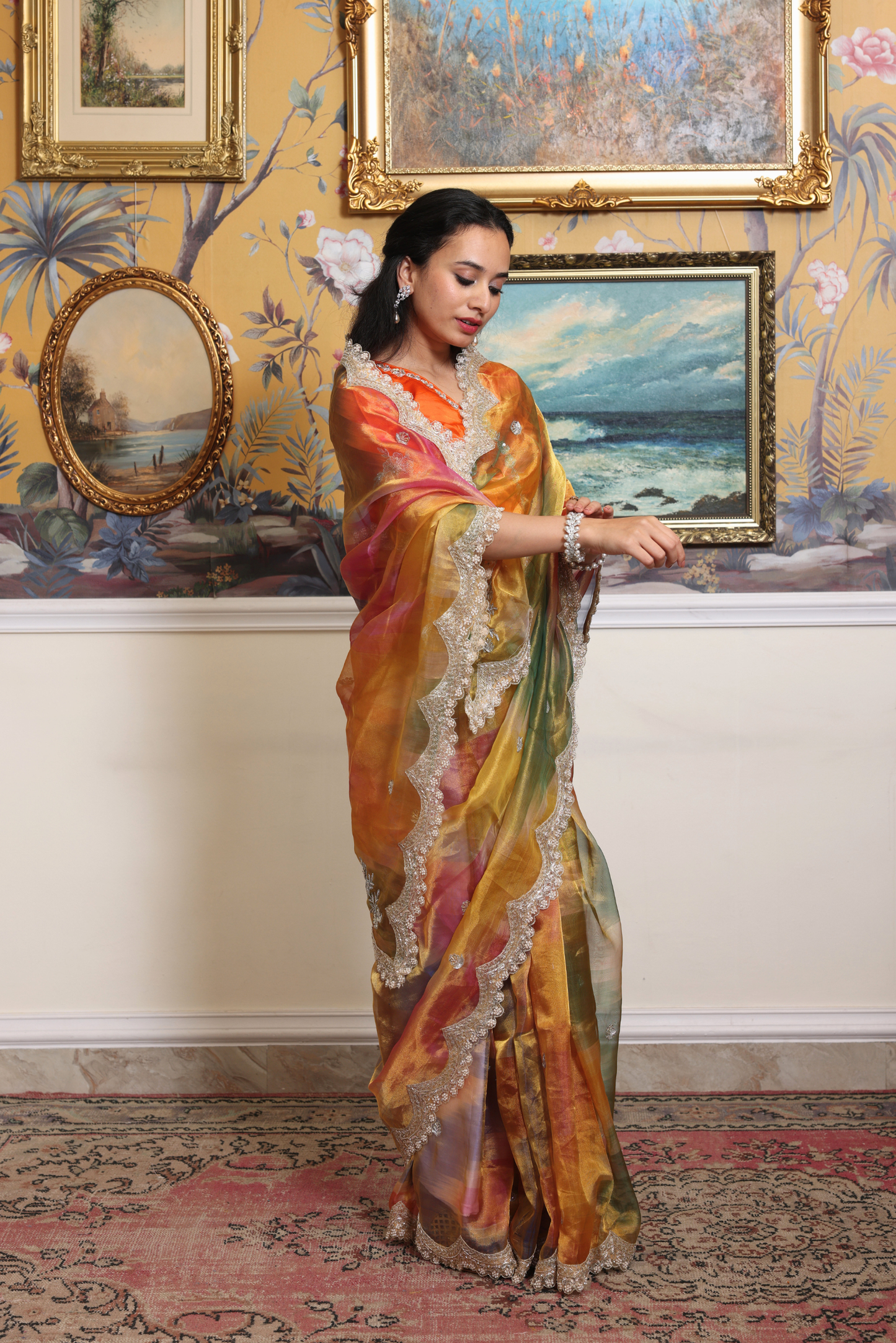 Prakarti rangkaat tissue saree