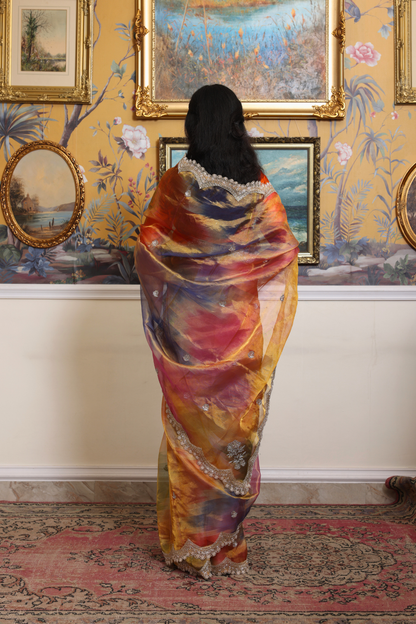 Prakarti rangkaat tissue saree