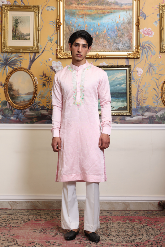 Aakash Pink Embroidered kurta