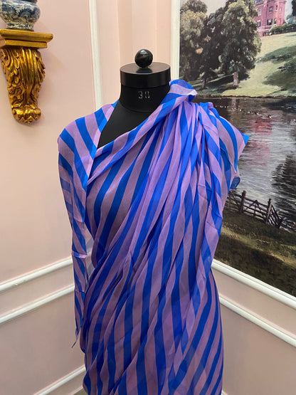 Levender blue French Chiffon Lehariya Saree